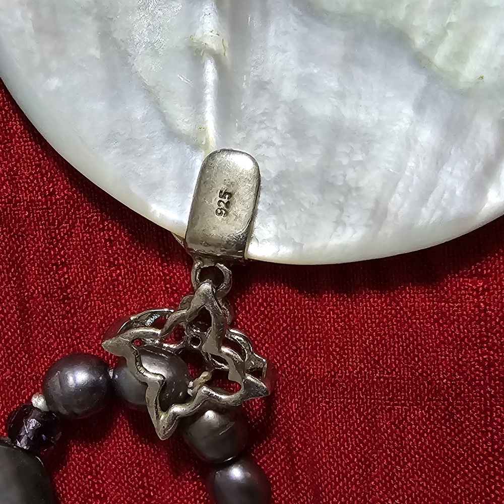 Designer Sterling Silver Abalone Shell Pearl Neck… - image 7